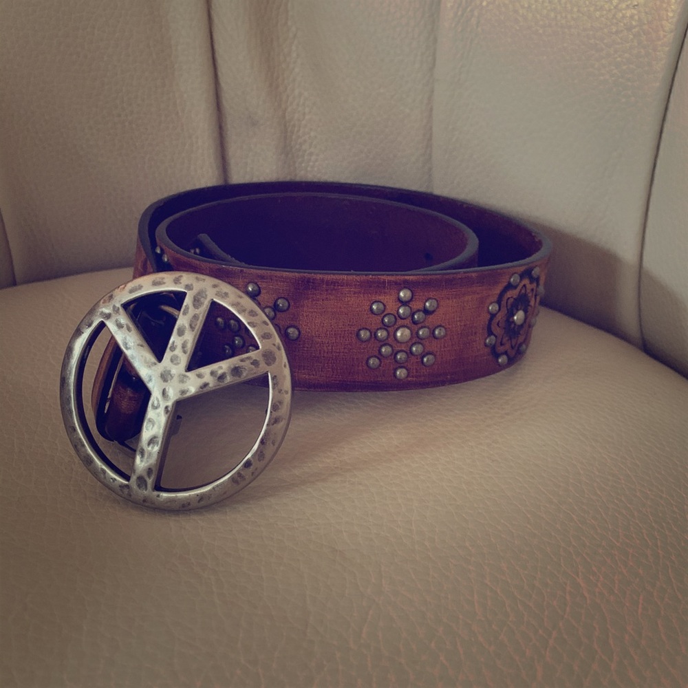Brighton Peace Studded Leather Belt 32